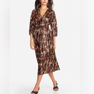 Johnny Was Tina Wrap Dress, Metallic, Size Xl, NWT